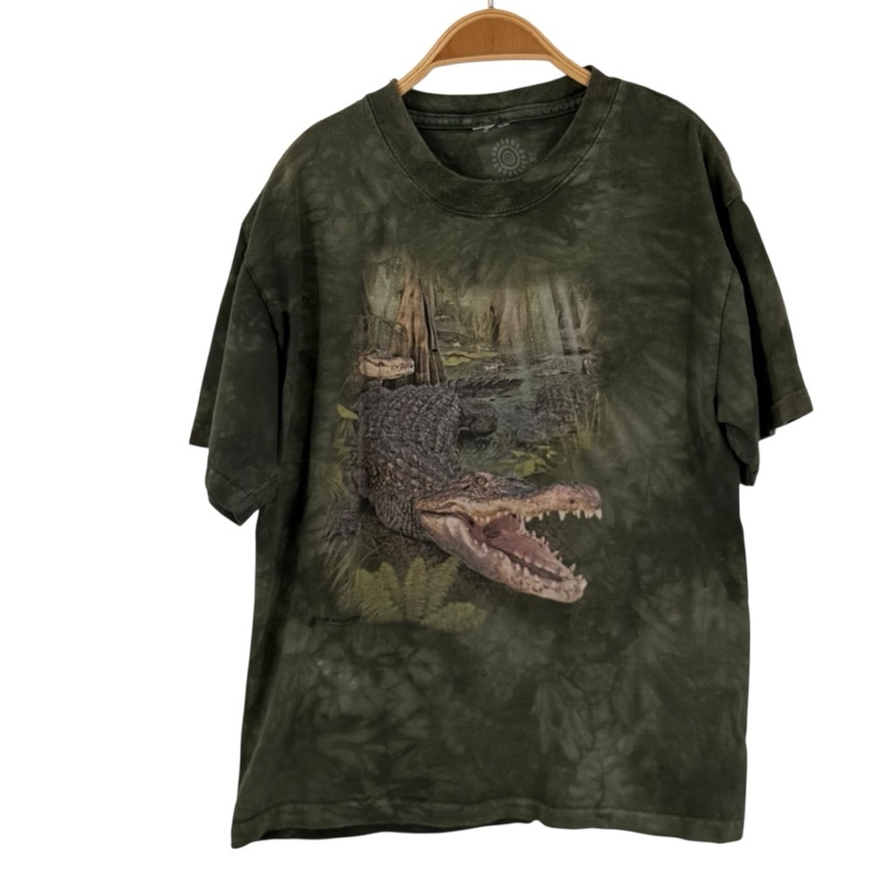 The Mountain Youth Crocodile T-Shirt Size Medium Green Tie Dye 100% Cotton USA